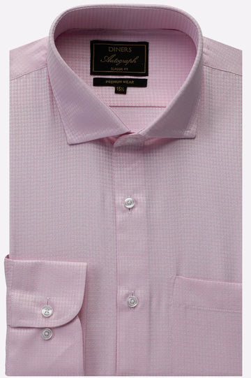 Pink Self Textured Formal Autograph Shirt