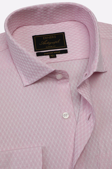 Pink Self Textured Formal Autograph Shirt