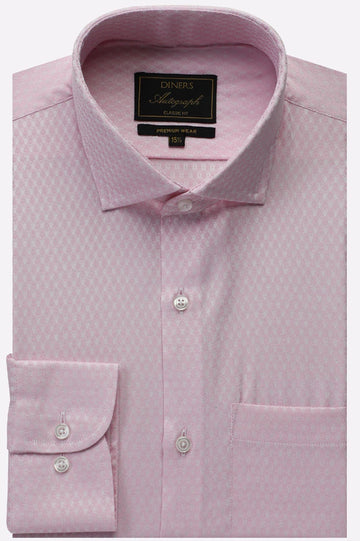 Pink Self Textured Formal Autograph Shirt