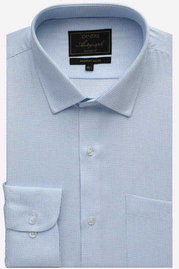 Sky Blue Mini-Check Formal Autograph Shirt