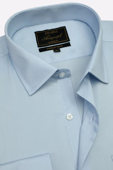 Sky Blue Plain Formal Autograph Shirt
