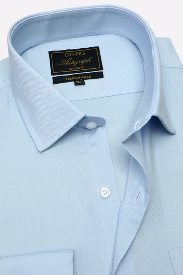 Sky Blue Self Formal Autograph Shirt