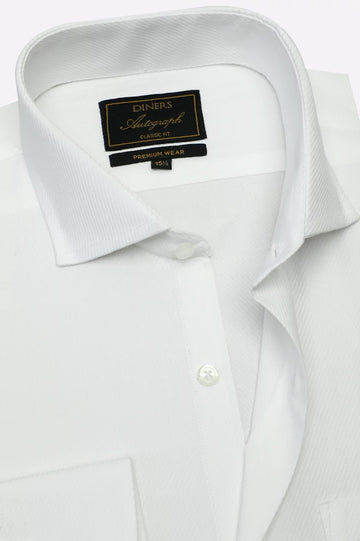 White Self Formal Autograph Shirt
