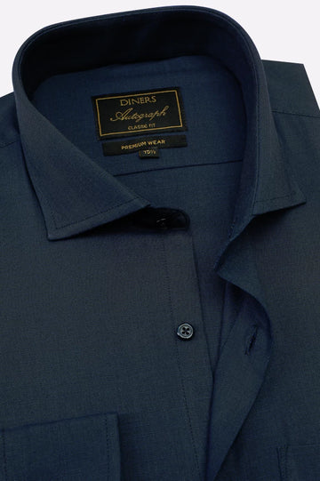 Navy Blue Self Formal Autograph Shirt