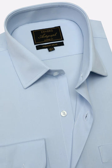 Sky Blue Self Formal Autograph Shirt
