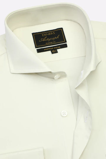 Cream Plain Formal Autograph Shirt