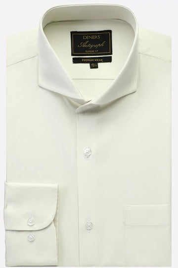Cream Plain Formal Autograph Shirt