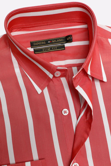 Red Striped Casual Shirt