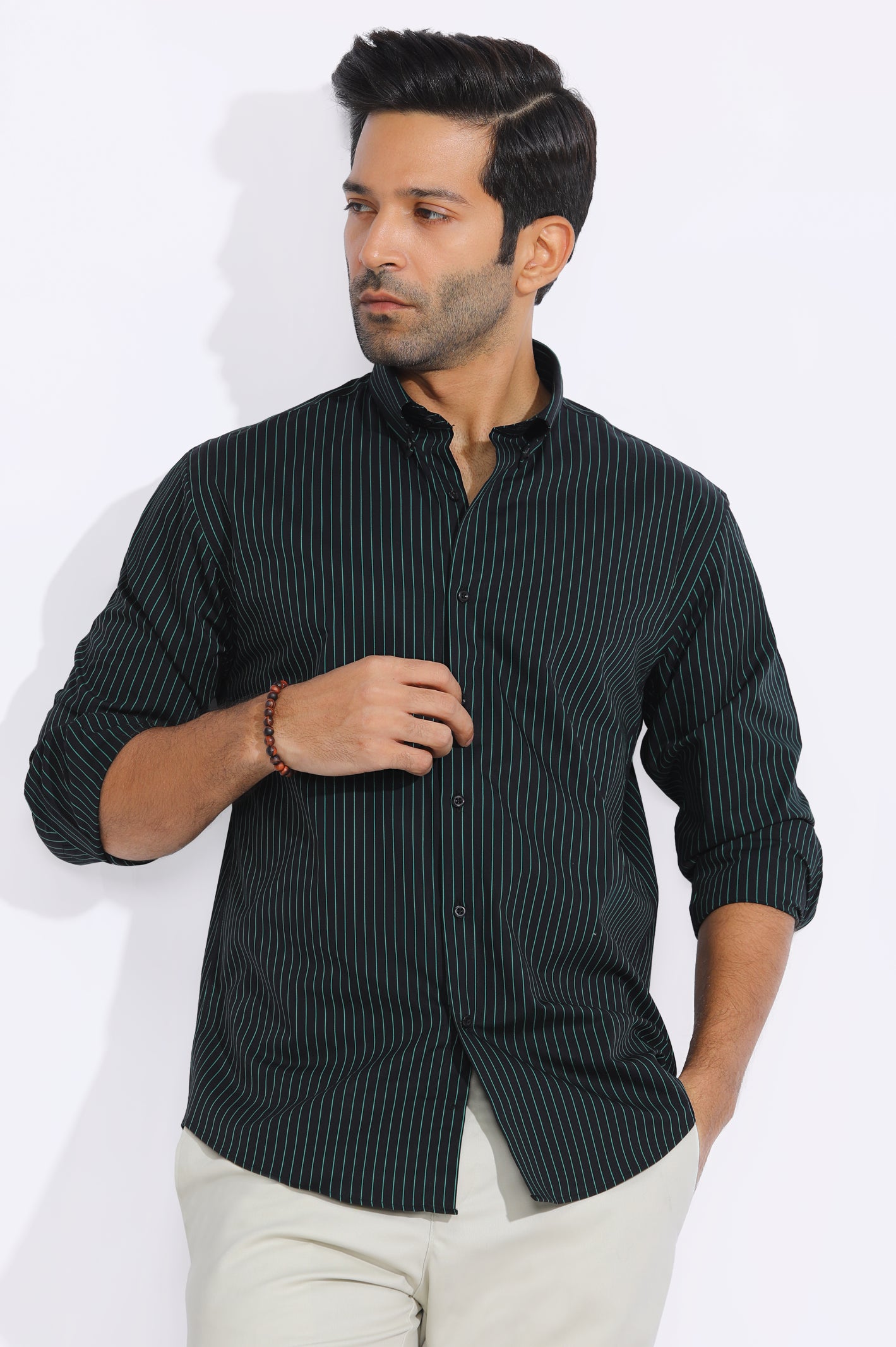 Black Hairline Stripe Casual Milano Shirt From Diners