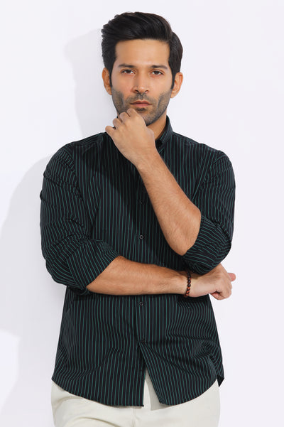 Black Hairline Stripe Casual Milano Shirt From Diners