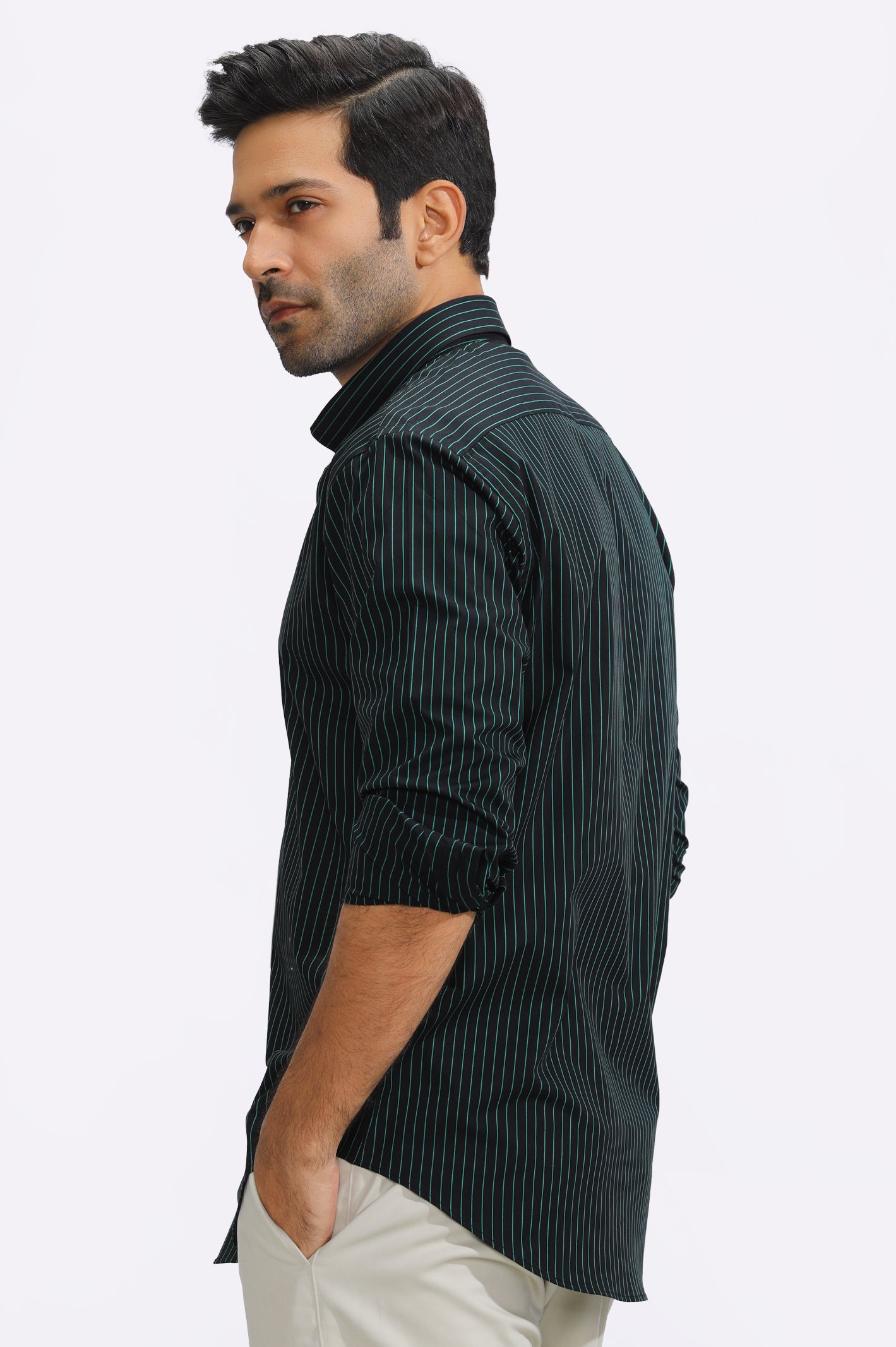Black Hairline Stripe Casual Milano Shirt From Diners