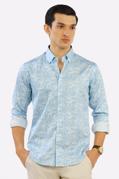 Light Blue Printed Casual Milano Shirt From Diners