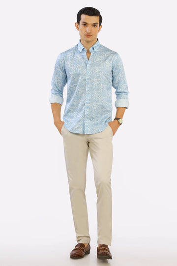Light Blue Printed Casual Milano Shirt From Diners