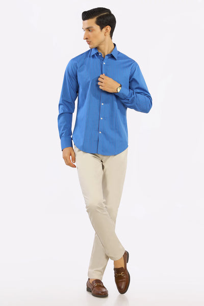 Royal Blue Pinstripe Casual Milano Shirt - Diners