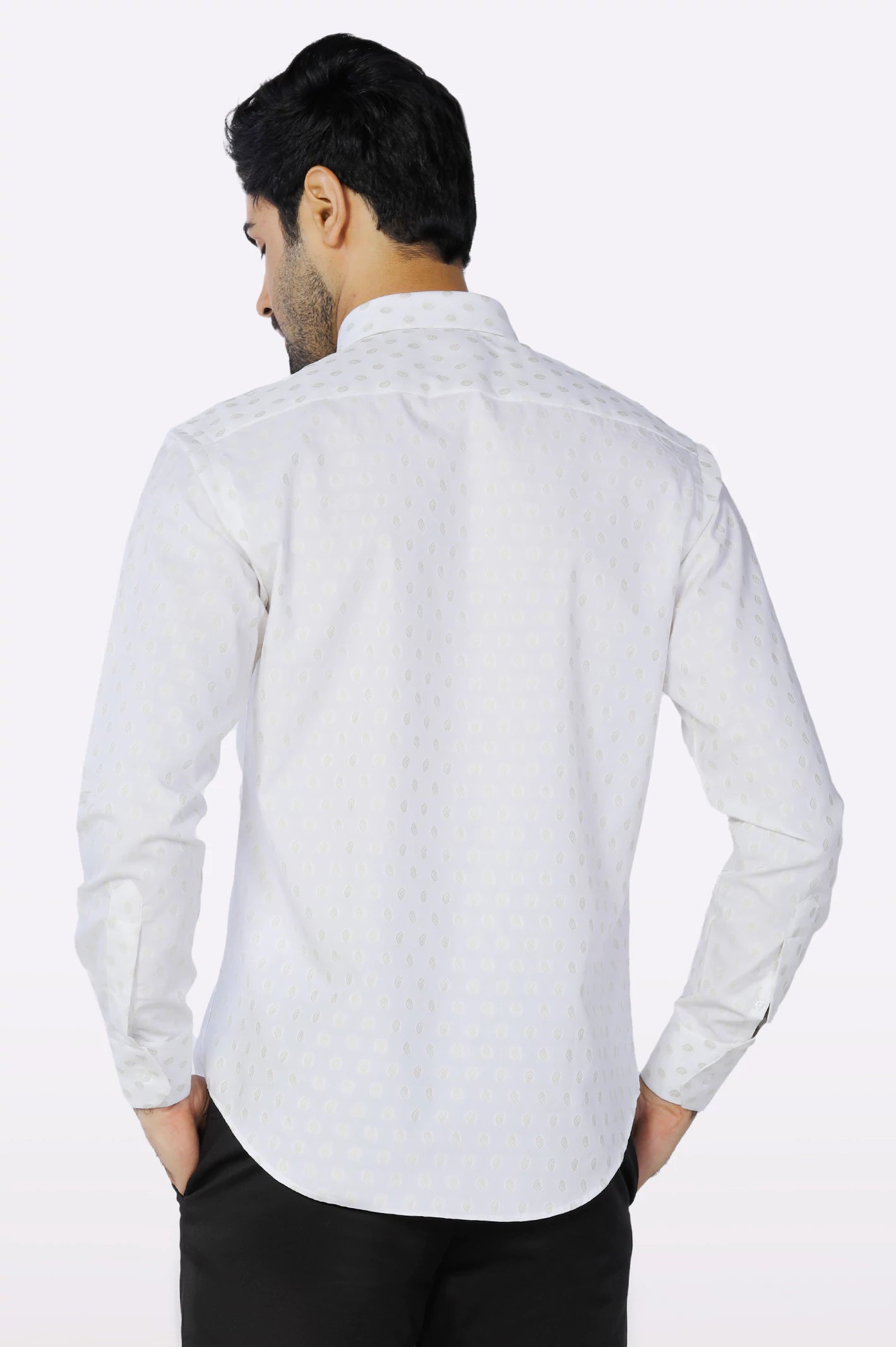 White Textured Casual Shirt From Diners