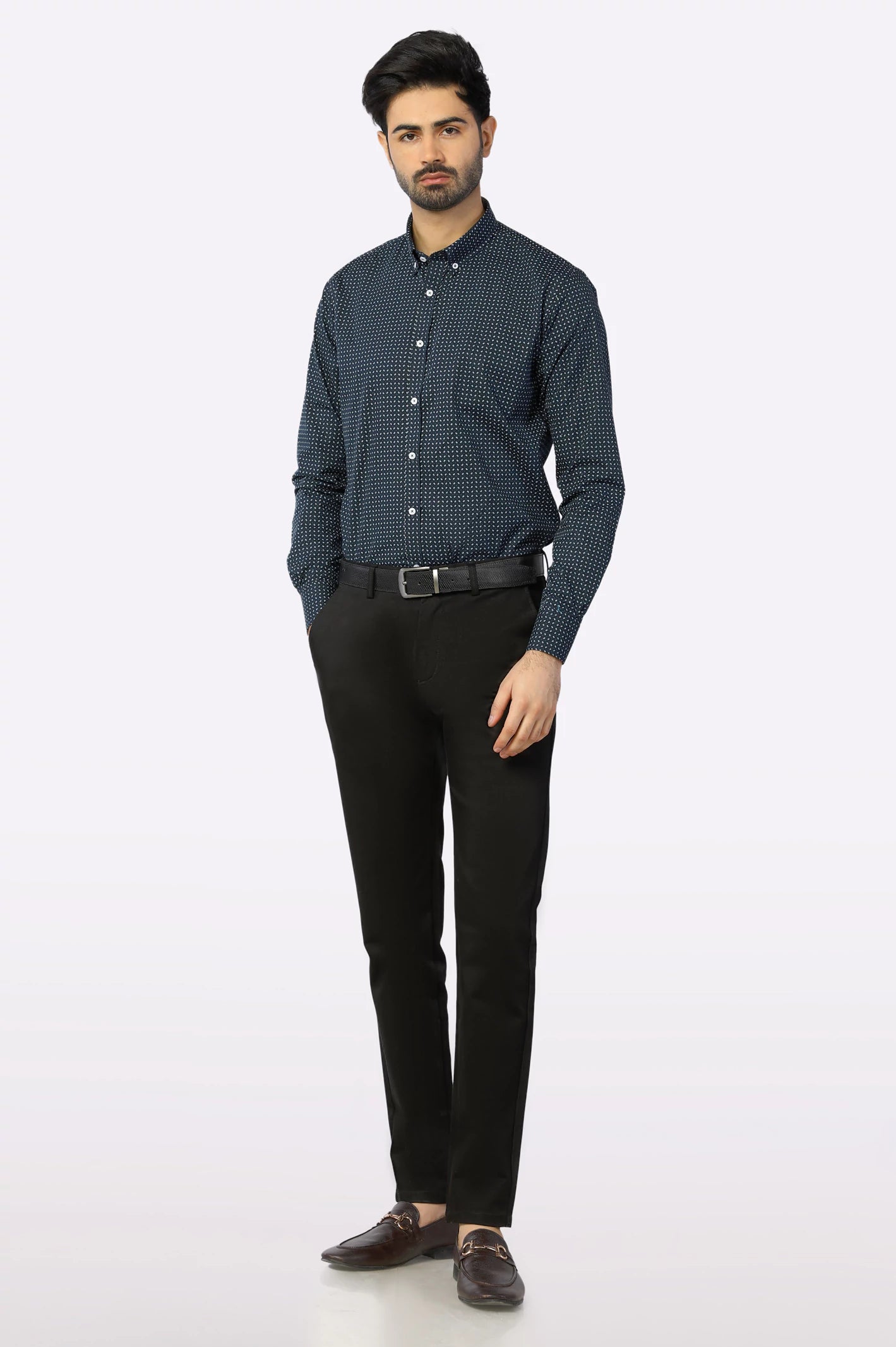 Black Printed Casual Shirt From Diners