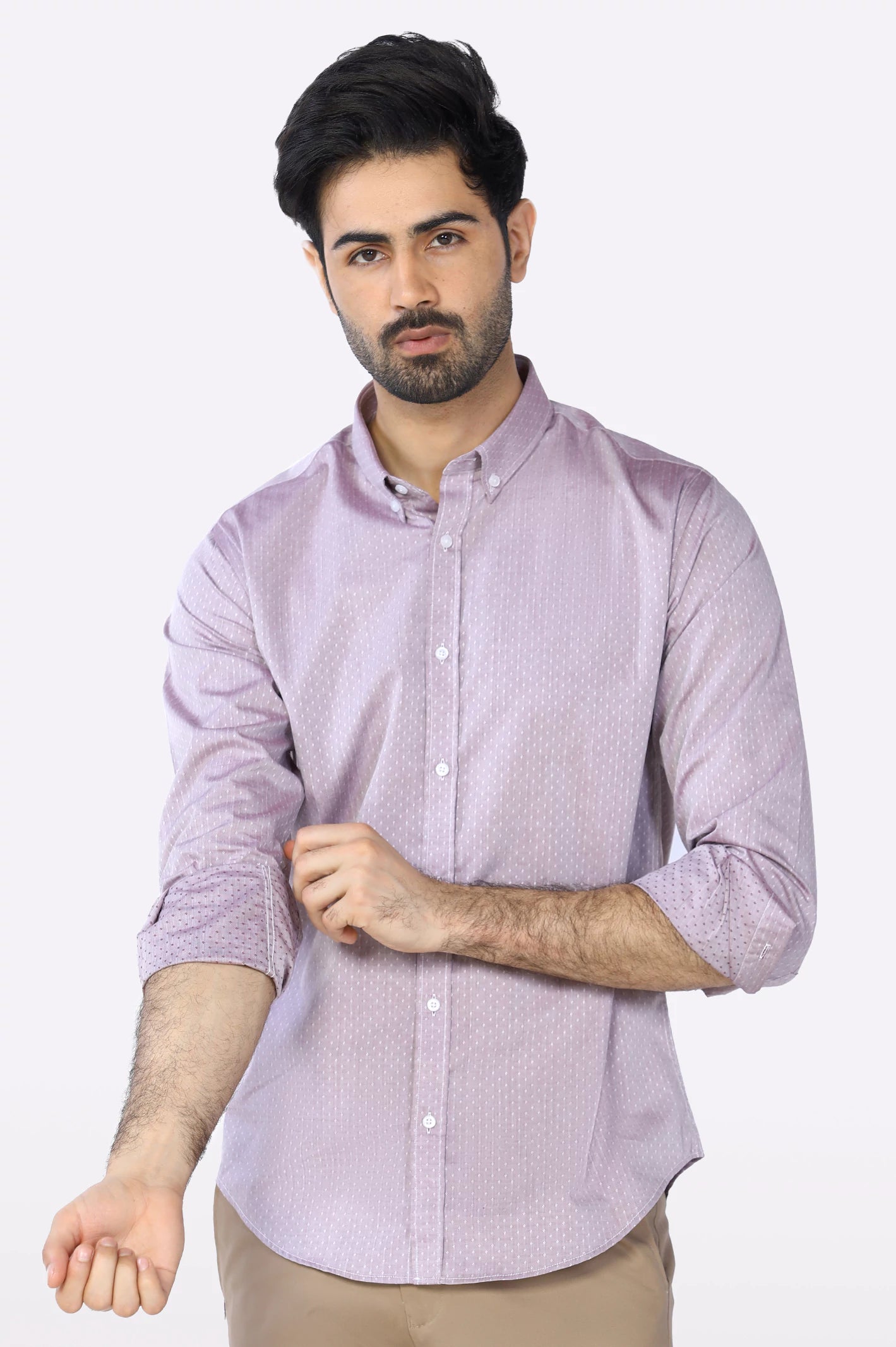 Maroon Dotted Texture Casual Shirt From Diners