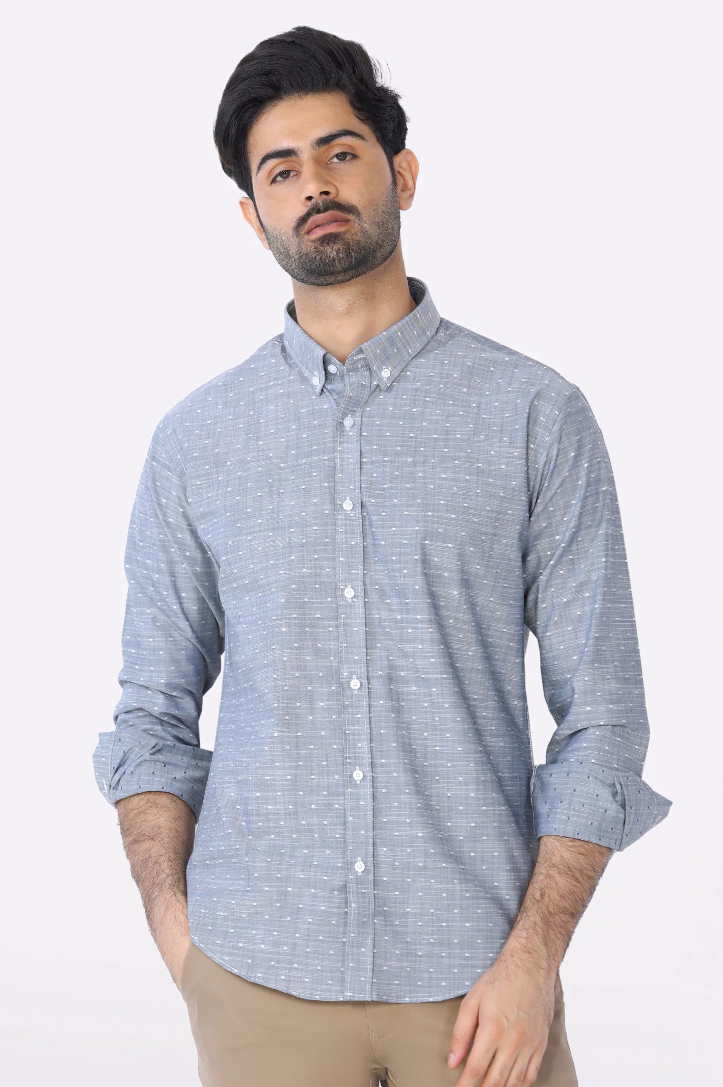 Dotted Textured Casual Shirt From Diners