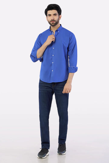 Royal Blue Plain Casual Shirt