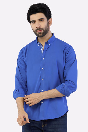 Royal Blue Plain Casual Shirt