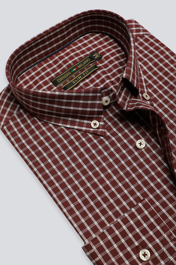 Maroon Check Casual Shirt