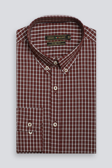 Maroon Check Casual Shirt