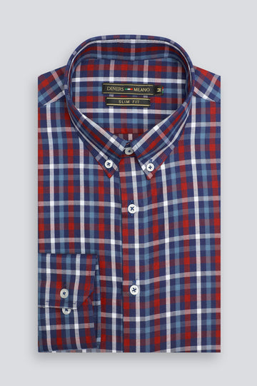 Maroon Tattersall Check Casual Shirt