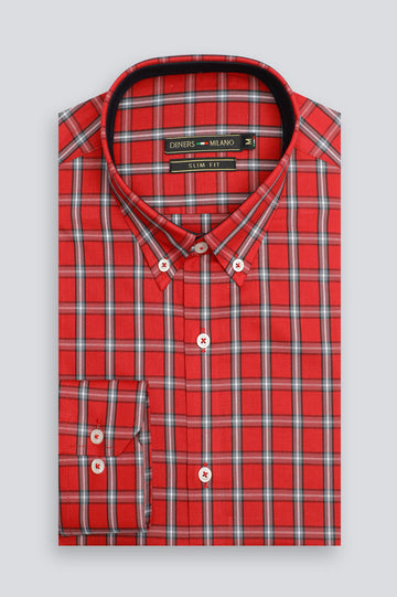 Red Windowpane Casual Shirt
