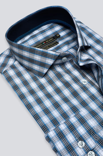 Blue Glen Plaid Check Casual Shirt