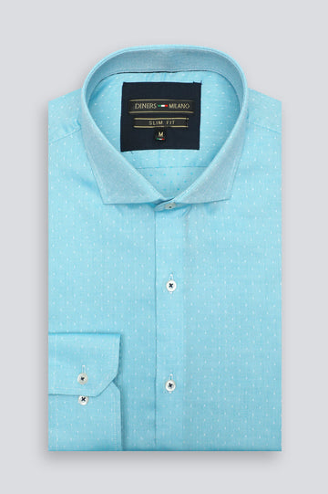 Blue Textured Casual Shirt