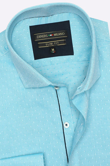 Blue Textured Casual Shirt