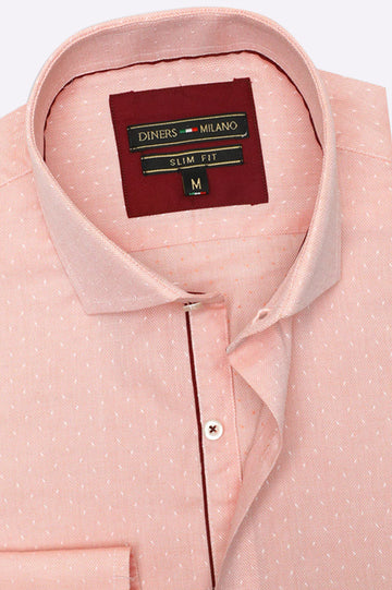 Peach Textured Casual Shirt