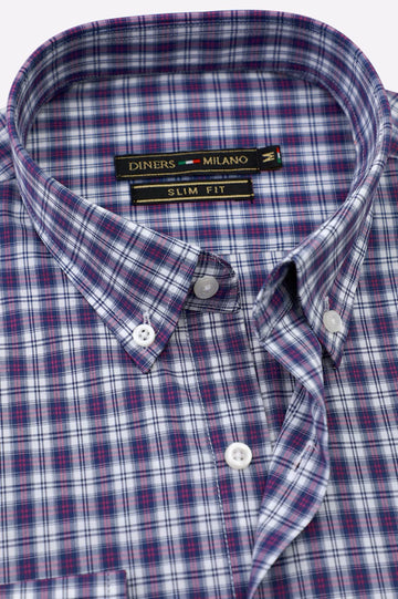 Purple Tartan Check Casual Shirt