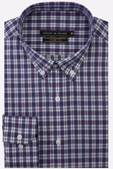 Purple Tartan Check Casual Shirt