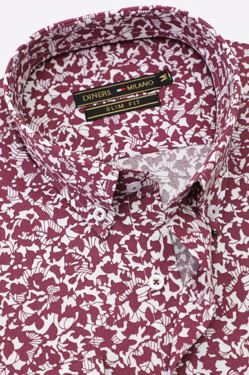 Purple Printed Casual Shirt