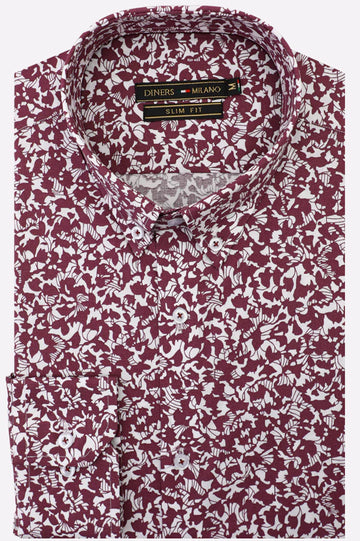 Purple Printed Casual Shirt