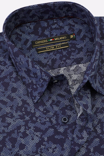 Blue Printed Casual Shirt