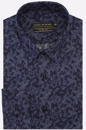 Blue Printed Casual Shirt