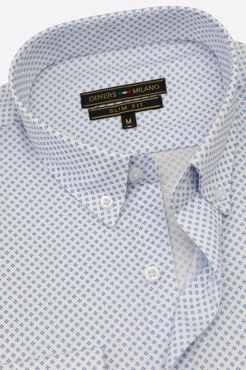 Blue Printed Casual Shirt
