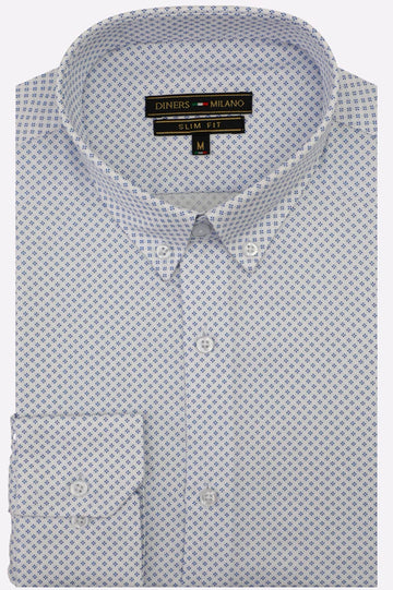 Blue Printed Casual Shirt