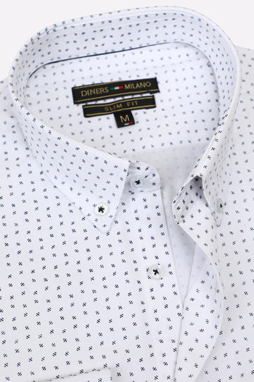 White Print Pattern Casual Shirt