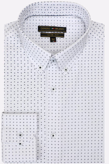 White Print Pattern Casual Shirt