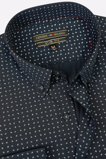 Black Print Pattern Casual Shirt