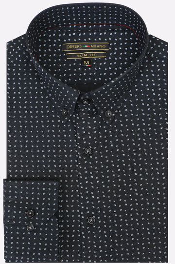 Black Print Pattern Casual Shirt