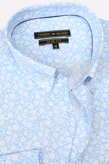 Blue Print Pattern Casual Shirt