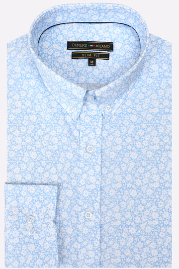 Blue Print Pattern Casual Shirt