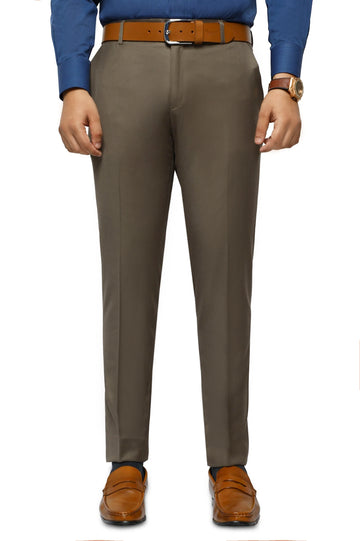 Brown Wash & Wear Slim Fit Trouser