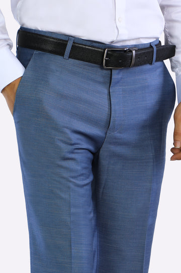 Royal Blue Wash & Wear Regular Fit Trouser