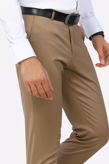 Camel Slim Fit Formal Trouser