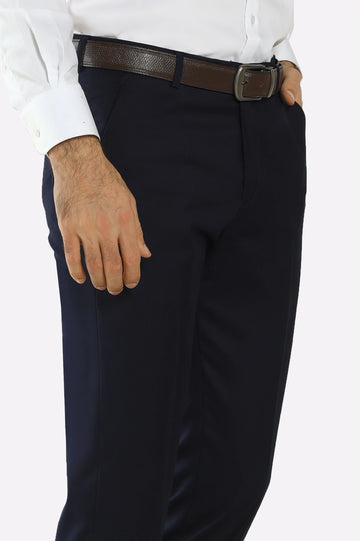 Navy Blue Regular Fit Formal Trouser